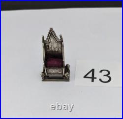 Antique English Royal Family Coronation Throne Pincushion Sterling Silver L & S