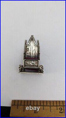 Antique English Royal Family Coronation Throne Pincushion Sterling Silver L & S