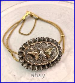 Antique English Sterling Silver/Gold Pendant Bracelet, Vintage Watchband, 1880's