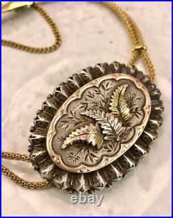 Antique English Sterling Silver/Gold Pendant Bracelet, Vintage Watchband, 1880's