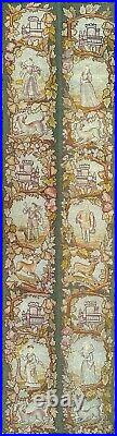 Antique English Tapestry Fine Needlepoint Wool Silk Human 2x7 C. 1920 56cmx218cm