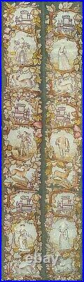 Antique English Tapestry Fine Needlepoint Wool Silk Human 2x7 C. 1920 56cmx218cm