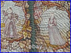 Antique English Tapestry Fine Needlepoint Wool Silk Human 2x7 C. 1920 56cmx218cm