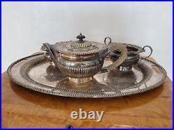 Antique English Tea/Coffee Service Stamped Silver on Copper 4-Piece