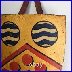 Antique English Toleware School University Gold Azure Red Crest Oxford Colleges