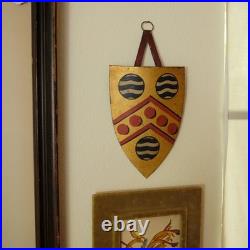 Antique English Toleware School University Gold Azure Red Crest Oxford Colleges