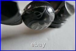 Antique English Victorian huge carved auth Whitby jet choker necklace