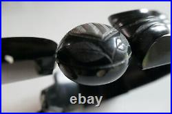 Antique English Victorian huge carved auth Whitby jet choker necklace