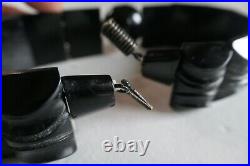 Antique English Victorian huge carved auth Whitby jet choker necklace