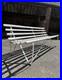 Antique English White Wrought Iron Wood Strap Bench Vintage Country Garden Bench