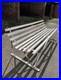 Antique English White Wrought Iron Wood Strap Bench Vintage Country Garden Bench