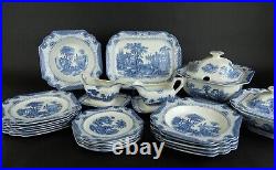 Antique English blue dinnerservice' Adams landscape' 19th century