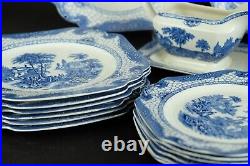 Antique English blue dinnerservice' Adams landscape' 19th century