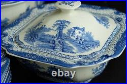 Antique English blue dinnerservice' Adams landscape' 19th century