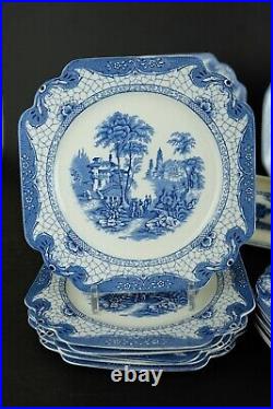 Antique English blue dinnerservice' Adams landscape' 19th century