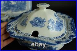 Antique English blue dinnerservice' Adams landscape' 19th century