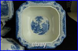 Antique English blue dinnerservice' Adams landscape' 19th century