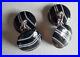 Antique English vintage sterling silver banded black agate ajour cufflinks