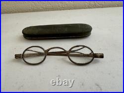 Antique English with Makers Mark Spectacles / Glasses with Tin / Metal Case