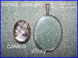 Antique Estate 9CT GOLD Mourning 2 Photo 2 Locket Double Glazed & Cameo