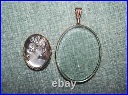 Antique Estate 9CT GOLD Mourning 2 Photo 2 Locket Double Glazed & Cameo