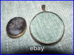 Antique Estate 9CT GOLD Mourning 2 Photo 2 Locket Double Glazed & Cameo