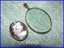 Antique Estate 9CT GOLD Mourning 2 Photo 2 Locket Double Glazed & Cameo