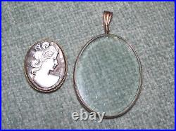 Antique Estate 9CT GOLD Mourning 2 Photo 2 Locket Double Glazed & Cameo