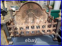 Antique Fire Basket Grate Box Fireplace Cast Iron Country Cottage Vintage