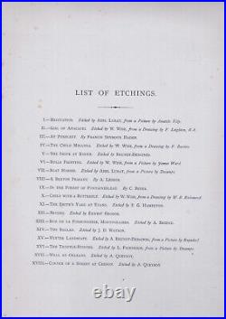Antique Folio 18 Etchings by English, French, German Artish Hamerton ca. 1877