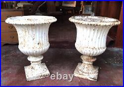 Antique Garden Urns pair cast iron large English Campana vintage Delivery