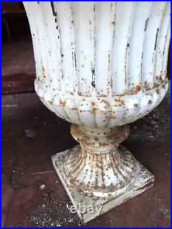 Antique Garden Urns pair cast iron large English Campana vintage Delivery