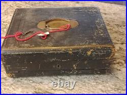 Antique Leather Travel Stationary Box with Key