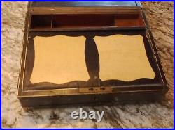 Antique Leather Travel Stationary Box with Key