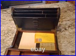 Antique Leather Travel Stationary Box with Key