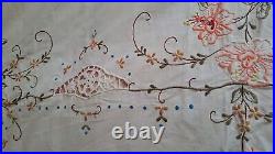 Antique Linen Tablecloth Generously Hand Embroidered & Crocheted 78.74 x 64.56