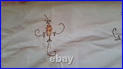 Antique Linen Tablecloth Generously Hand Embroidered & Crocheted 78.74 x 64.56