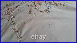 Antique Linen Tablecloth Generously Hand Embroidered & Crocheted 78.74 x 64.56