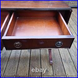 Antique Mahogany Regency English Drop-Leaf Sofa Table Drawers Vintage Furniture