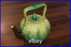 Antique Majolica Victorian English pineapple tea pot 1800s vintage