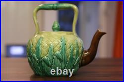 Antique Majolica Victorian English pineapple tea pot 1800s vintage