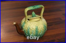 Antique Majolica Victorian English pineapple tea pot 1800s vintage
