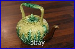 Antique Majolica Victorian English pineapple tea pot 1800s vintage