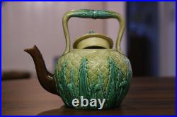 Antique Majolica Victorian English pineapple tea pot 1800s vintage