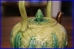 Antique Majolica Victorian English pineapple tea pot 1800s vintage