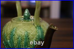 Antique Majolica Victorian English pineapple tea pot 1800s vintage