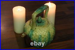 Antique Majolica Victorian English pineapple tea pot 1800s vintage