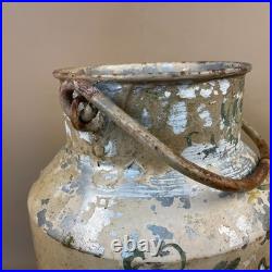 Antique Metal Milk Churn Hand Painted Floral Pattern Vintage Planter Pot