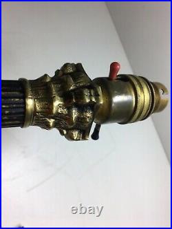 Antique Old English Art Nouveau Brass Corinthian Column Lamp