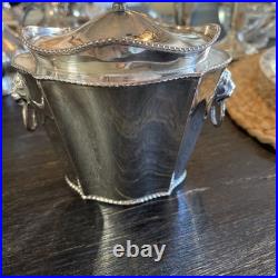 Antique Old English Sheffield Silver Plated Tea Caddy WithLion Head Side Handles